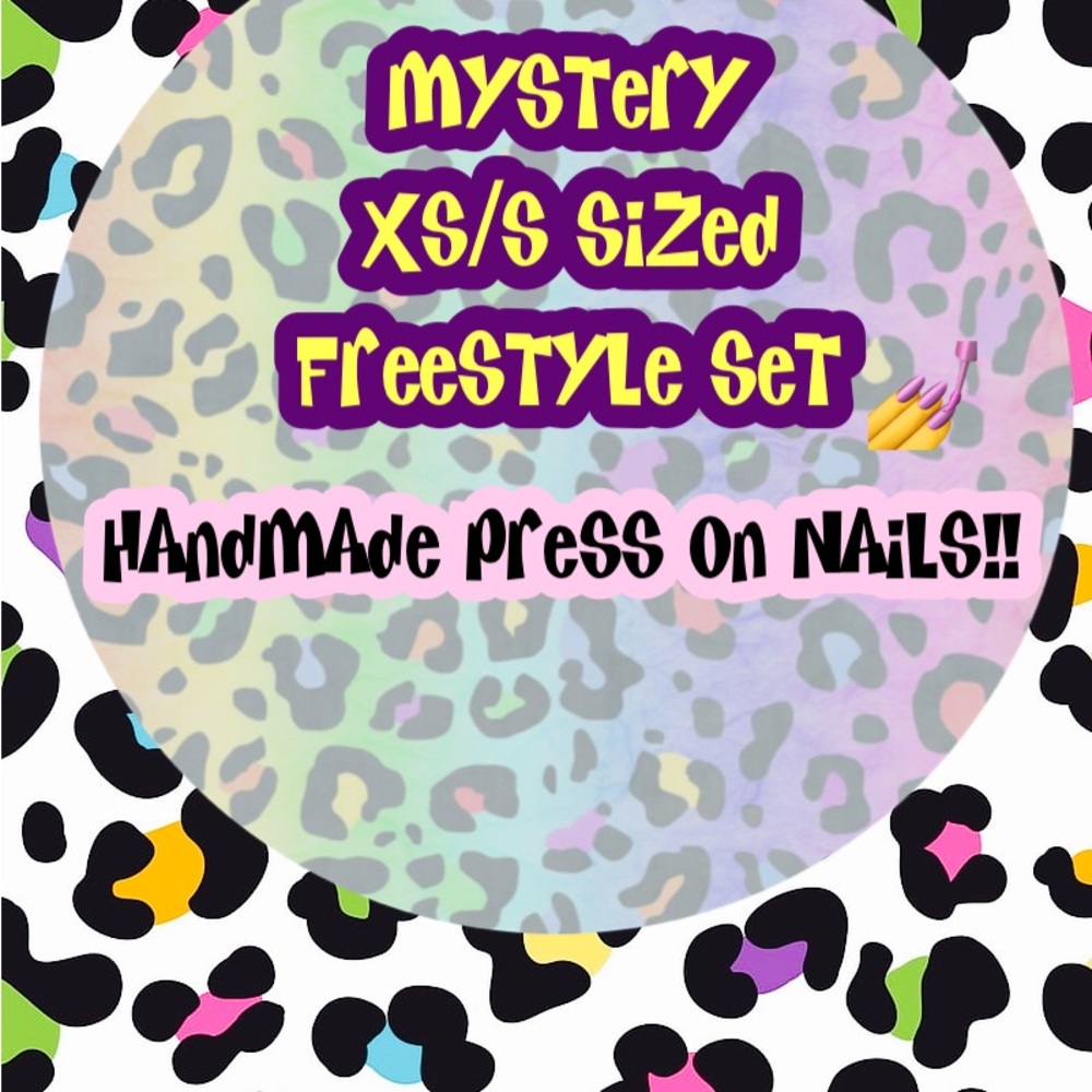 Handmade Press On Nails Freestyle Set MEDIUM SQUARE for XS/S sized nails